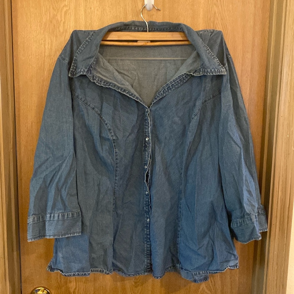 Faded Glory Denim 3/4 Sleeve Shirt Size 26/28W